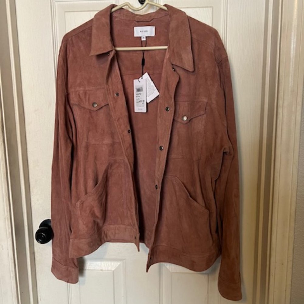 REISS Sakura-Suede Powder Pink Jacket